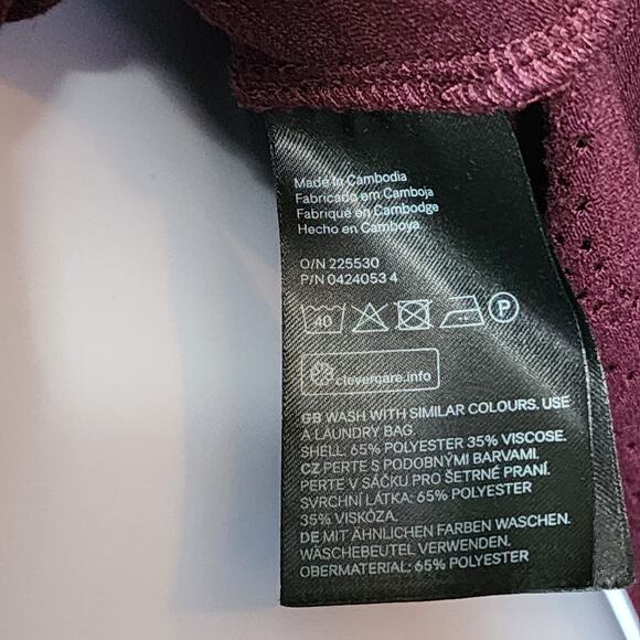 LOGG H&M Womens Pullover Top Size M Burgundy Eyelet Long Sleeve Tunic - Picture 6 of 9